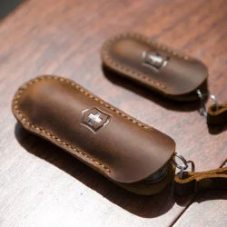 Hand-stitched Cowhide Leather Sleeve Knife Case Holster for Swiss Army Knife 58/84/91/111mm Password Wigo Slow Production