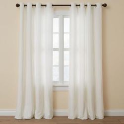 Wide Width Poly Cotton Canvas Grommet Panel by BrylaneHome in Eggshell (Size 48" W 72" L) Window Curtain Drape