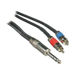 Pro Co Sound Insert Y-Cable 1/4" Male Phone TRS Stereo To 2x RCA - 3' IPBQ2R-3