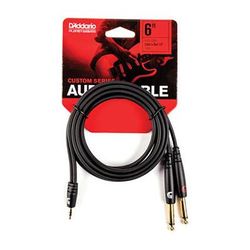 D'Addario Custom Series Stereo 3.5mm Male to Dual 1/4" Male Audio Cable (6') PW-MPTS-06