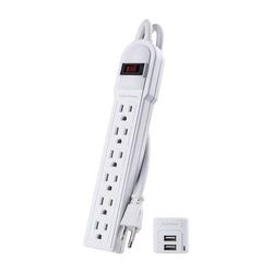 CyberPower 6-Outlet Surge Protector with 2 USB-A Ports (White) MP1041SC