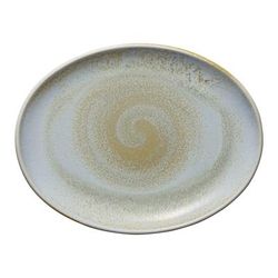 Libbey 801223141000100 12 1/8" x 9 3/8" Oval Perfect Match Coupe Platter - Porcelain, Breeze, Blue, Case of 6
