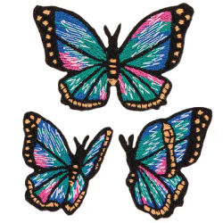 buttinette Écussons « papillons », dim. : 3,9–6 cm, contenu : 3 écussons