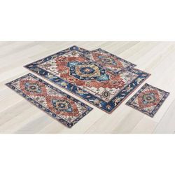 Milan Washable Rug by BrylaneHome in Spice Blue (Size 20" X 60")