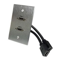 Comprehensive Dual HDMI Pass Thru Single Gang Aluminum Wallplate with Pigtail WPPT-2HD1-AC