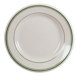 Homer Laughlin HL2041 8 1/4" Round Plate - China, White w/ Green Band, Rolled Edge, 3 Dozen