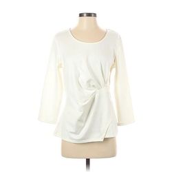 Lands' End 3/4 Sleeve Top White Boatneck Tops - Women's Size Small
