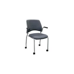 300 Lb. Capacity Gray Padded Mobile Stacking Classroom Chair w/Armrests