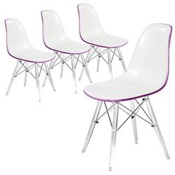 LeisureMod Dover Molded Side Chair with Acrylic Base, Set of 4 Leisuremod EPC19WPR4