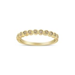 Women's Yellow Gold Over Silver 1/4 Cttw Bezel Set Round Diamond 11 Stone Wedding Band Ring by Haus of Brilliance in Bezel Set (Size 6)