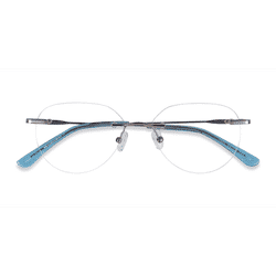 Unisex s oval Silver Metal Prescription eyeglasses - Eyebuydirect s Feel