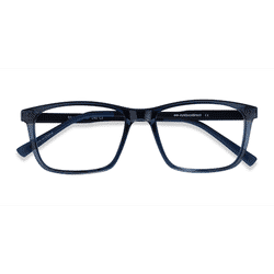 Unisex s rectangle Clear Blue Black Plastic Prescription eyeglasses - Eyebuydirect s Brad