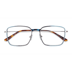 Male s rectangle Blue & Silver Metal Prescription eyeglasses - Eyebuydirect s Align