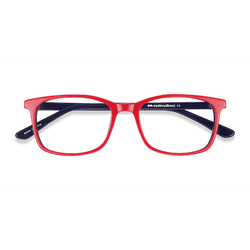 Unisex s rectangle Red & Navy Acetate Prescription eyeglasses - Eyebuydirect s July