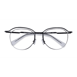 Unisex s browline Black Silver Metal Prescription eyeglasses - Eyebuydirect s Duo