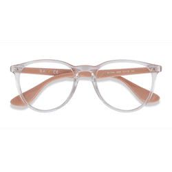 Female s round Clear & Pink Beige Plastic Prescription eyeglasses - Eyebuydirect s Ray-Ban RB7046