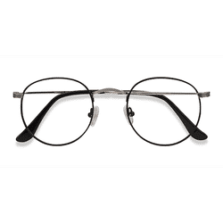 Unisex s round Black Silver Metal Prescription eyeglasses - Eyebuydirect s Daydream