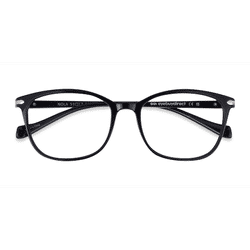 Unisex s rectangle Black Plastic Prescription eyeglasses - Eyebuydirect s Nola