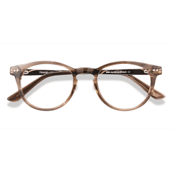 Unisex s round Brown Striped Acetate, Metal Prescription eyeglasses - Eyebuydirect s Traveller