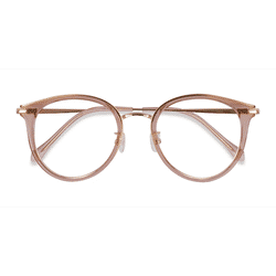 Female s round Pink Plastic, Metal Prescription eyeglasses - Eyebuydirect s Hollie