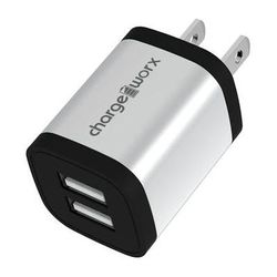 ChargeWorx Dual USB-A Wall Charger (Silver) CHA-CX3050SL