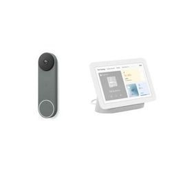 Google Video Doorbell (Battery, Ivy) & Nest Hub (2nd Generation, Chalk) Kit GA02075-US