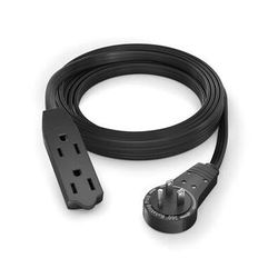 Maximm Cable Original Style 360° Rotating Flat Plug Extension Cord (8', Black) ADW-360-3308-B