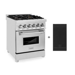 "ZLINE 24" 2.8 cu. ft. Electric Oven and Gas Cooktop Dual Fuel Range with Griddle and Brass Burners in Stainless Steel (RA-BR-GR-24) - Zline Kitchen and Bath RA-BR-GR-24"