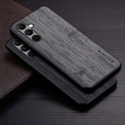 Case for Samsung Galaxy S23 FE Ultra Plus 5G funda bamboo wood pattern Leather cover Luxury coque