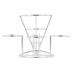 GET 4-96283 4 1/4" Round Wire Fry Cone Basket w/ (3) Condiment Holders - 6"H, Stainless Steel, 6" Height, Silver