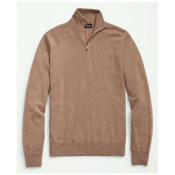 Brooks Brothers Men's Fine Merino Wool Half-Zip Sweater | Camel | Size XS