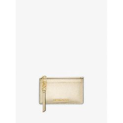 Michael Kors Empire Small Metallic Leather Card Case Gold One Size