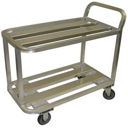 Winholt ALUC-2-2036-36H 2 Level Aluminum Utility Cart w/ 1200 lb Capacity, Flat Ledges, Silver