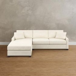 Addison Upholstered Sectional Collection - Pre-Configured, Left Arm Facing 2 Piece Chaise, Left Arm Facing 2 Piece Chaise/Textured Chenille Snow - Grandin Road