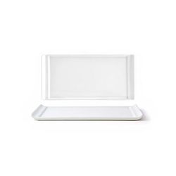 Front of the House DAP040WHP23 Rectangular Nouvelle Plate - 8" x 4", Porcelain, White