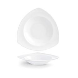 Front of the House DBO029WHP22 20 oz Triangular Trillium Bowl - Porcelain, White