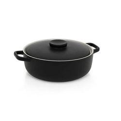 Front of the House DBO139BKC20 74 oz Round Kiln Baking Dish w/ Lid - Porcelain, Black