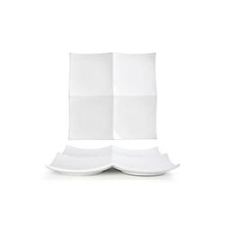 Front of the House DDP034WHP22 10" Square Origami Plate - Porcelain, White, Case of 6