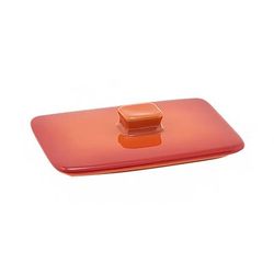 Front of the House DLI135ORC23 Rectangular Kiln Baking Dish Lid - 4 1/4" x 3 1/4", Porcelain, Blood Orange