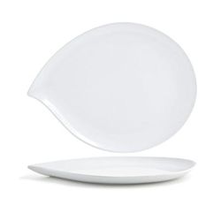Front of the House DOS021WHP21 Teardrop Platter - 15 1/4" x 12", Porcelain, White