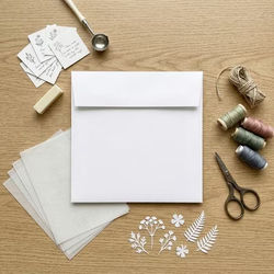 Linen Envelopes, White 5 1/2" x 5 1/2" 50 pack