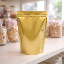 XXL Odor Proof Gusset Zipper Pouch Bags Metallic Gold - High Barrier Holds 2 Pounds Size: 9" x 4 3/4" x 13 1/2" 100 Bags Pouches