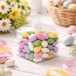 Clear Clover Top Box - Great for M&Ms Jelly Beans Chocolates Box Size: 2 3/4" x 2 3/4" x 2 3/8" 25 Boxes Crystal Clear Boxes