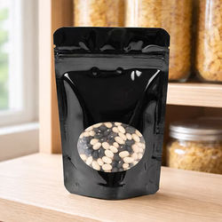 Small Odor Proof Resealable Pouch Baggies Black w/ Oval Window Very Durable - Holds 2 oz. Size: 4" x 2 3/8" x 6" 100 Bags Pouches