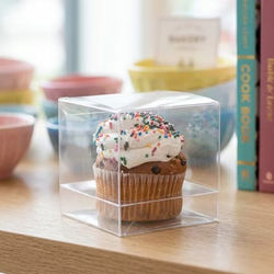 Cupcake Boxes Jumbo Single Cupcake Clear Box & Tray Insert Set 4" x 4" x 4" 100 Sets