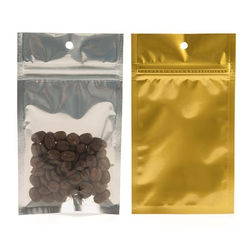 Gold Backed Metallized Hanging Zipper Barrier Bags 3" x 4 1/2" 100 pack