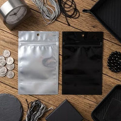 Small Black & Silver Clear Front Odor Proof Hanging Barrier Zipper Baggies Tamper Resistant Zipper Bag Size: 3 5/8" x 5" 100 Bags