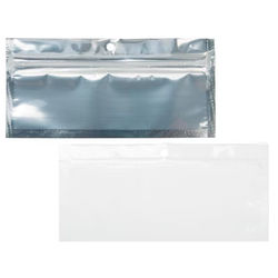 White Backed Metallized Hanging Zipper Barrier Bags 5 1/2" x 1 3/4" 100 pack