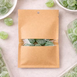 Eco Friendly Compostable Kraft Heat Seal Bags with Horizontal Window. Great for dried fruit and nuts Bag Size: 4" x 6" 100 Bags