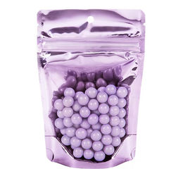 Small Food Safe Zipper Pouch Baggies - Clear Front with Lavender Purple Back - Holds 2 oz. Size: 4" x 2 3/8" x 6" 100 Bags Pouches